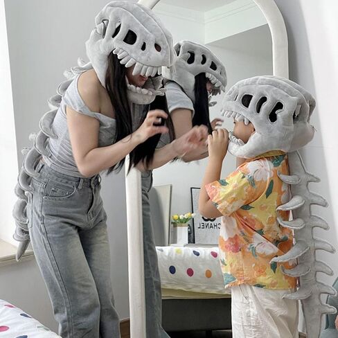 Spinosaurus Plush Dino Outfit, Dinosaur Skeleton Plush Costume, Wearable Dinosaur Skeleton,Themed Skull Cosplay Props in Saudi Arabia