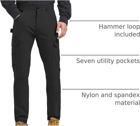 PULI Men's Carpenter Work Pants Cargo Hiking Pants Slim Fit Stretch Waterproof Outdoor Trousers with Pockets in Kuwait