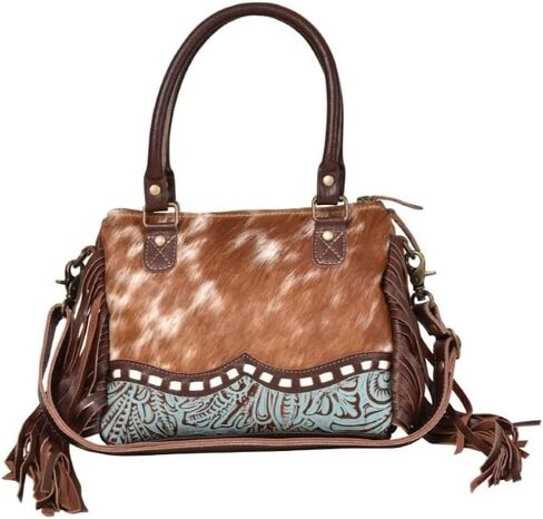 Myra Bag Women's Edgy Cowhide Satchel Brown One Size in Saudi Arabia