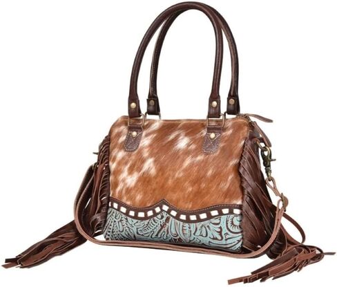 Myra Bag Women's Edgy Cowhide Satchel Brown One Size in Saudi Arabia
