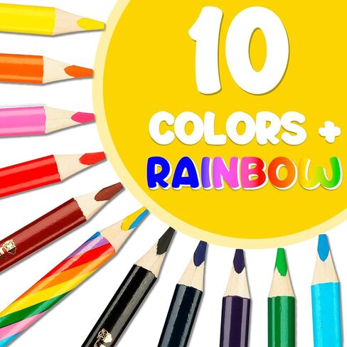 مجموعة أقلام تلوين جامبو للأطفال - أقلام رصاص مثلثة قصيرة الدهون للأطفال من سن 3 إلى 7 سنوات - لمرحلة ما قبل المدرسة ورياض الأطفال والأطفال الصغار والمبتدئين - شكل مثلث مع مبراة in Kuwait