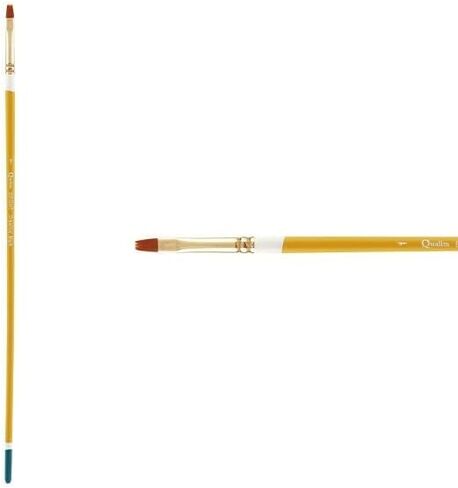 فرشاة طلاء ذات مقبض طويل من Creative Mark Qualita Golden Taklon للأكريليك والزيوت والفنون الجميلة والوسائط الثقيلة - فرشاة واحدة - [فيلبرت - الحجم 3] in Kuwait