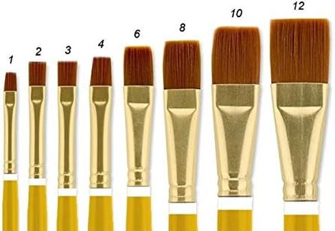 فرشاة طلاء ذات مقبض طويل من Creative Mark Qualita Golden Taklon للأكريليك والزيوت والفنون الجميلة والوسائط الثقيلة - فرشاة واحدة - [فيلبرت - الحجم 3] in Kuwait