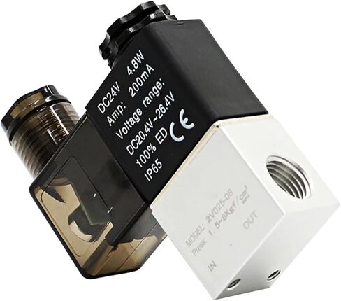 2V025-08 Pneumatic Solenoid Valve, 2-Position 2-Port, 1/4 Inch NPT, DC24V 4.8W, Normally Closed, IP65 Rated, Direct Acting Control (2v025-08 w 2pcs 602 AC110V) in Saudi Arabia
