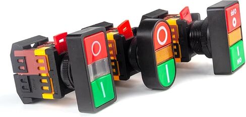 مفتاح ضغط 22 مم، إيقاف التشغيل/الإيقاف، 10 أمبير 660 فولت، مؤقت إعادة الضبط الذاتي، مؤشر الضوء الأحمر والأخضر (AS-22 110 فولت) in Kuwait