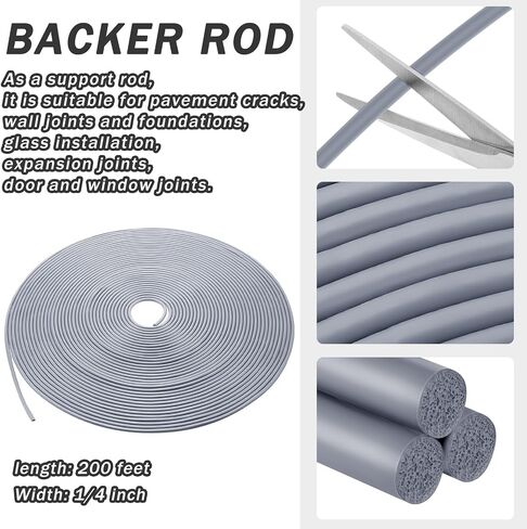 Frienda Backer Rod Foam المطاط السد التوقف ملموسة التوسع المشترك حشو الطقس شريط ختم للفجوات والمفاصل (أسود، 3/4 بوصة × 20 قدم) in Kuwait