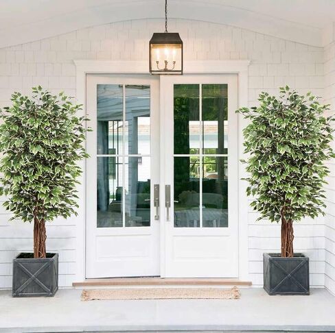 plant Artificial Ficus Tree 6ft in Pot Fake Silk Plant Green Red Leaves Natural Trunk for Indoor Outdoor Home Garden Decor in Saudi Arabia