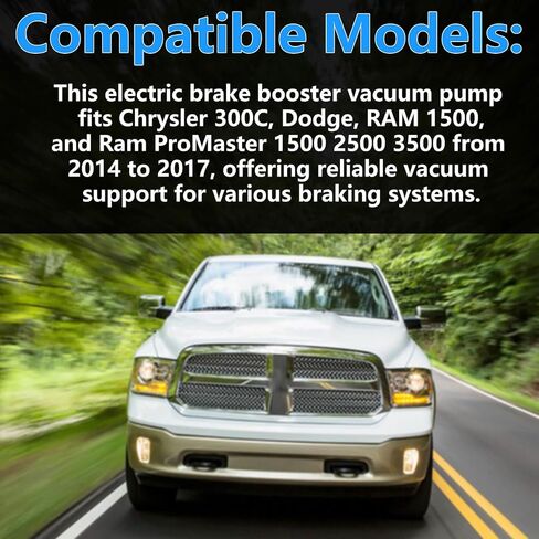 68239633AA Brake Booster Vacuum Pump, Electric Assist Pump for RAM 1500 ProMaster 1500 2500 3500, Chrysler 300C, Dodge Pickup 2014-2017, Replaces 4581581AB 68239633AB 23409543 in Saudi Arabia