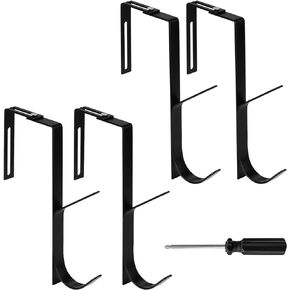 KINBOM 4pcs Cubicle Wall Hooks, Metal Adjustable Double Cubicle Hooks Hangers Cubicle Hanging Hooks with a Cross Screwdriver Universal Partition Hanger Set for Panels of 1.4-3.5in Thickness (Black)
