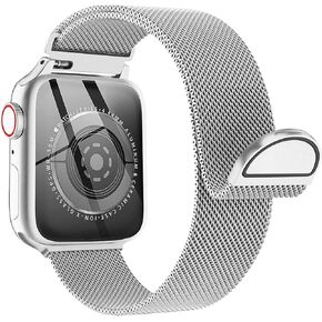 Metal Milanese Loop Band Compatible with Apple Watch Band 38mm 40mm 41mm 42mm 44mm 45mm 49mm Women Men, Stainless Steel Mesh Magnetic Adjustable Strap for iWatch Series Ultra9/8/7/6/5/4/3/2/1/SE, Gold