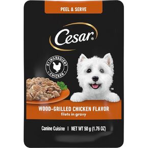 Cesar Filets in Gravy Wet Dog Food Wood-Grilled Chicken Flavor, 1.76 oz. Mini-Pouch, 20 Pack