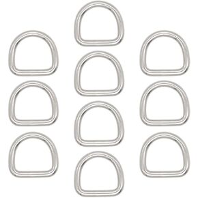 10 Pcs 304 Stainless Steel Heavy Duty Welded D Ring Solid Metal D Rings for Camping Belt, Dog Leashes Hardware