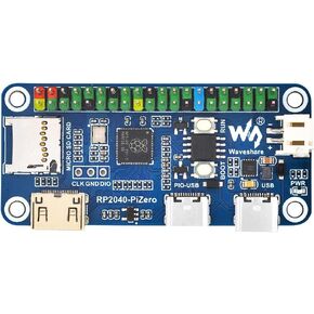 Waveshare RP2040-PiZero Development Board, Based On The Raspberry Pi RP2040 Dual-Core Processor, 264KB SRAM and 16MB Onboard Flash Memory, Compatible with Raspberry Pi 40PIN GPIO Header