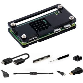 Raspberry Pi Zero 2 Case, Raspberry Pi Zero Case Kit with Pi Zero Heatsink, HDMI Adapter, Heatsink for Pi Zero W 2 / W/Pi Zero 1.3 / Pi Zero WH (Black)