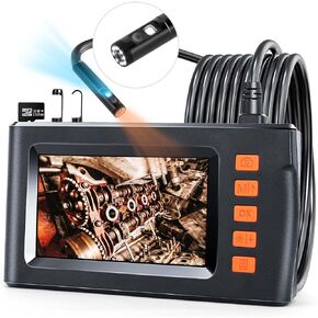 Dual Lens Borescope, Endoscope Camera with Light, 1080P Sewer Camera with 4.3 Inch LCD Screen, Inspection Camera IP67 Waterproof Lens, Tools for Men, Adjustable LED, 16.5FT Cable, 32GB TF Card