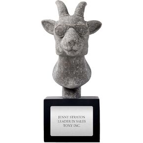 Baudville Custom Engraved Rock Star Trophy Award - Carved Gray Stone on Black Resin Base - Comes with Elegant Black Gift Box