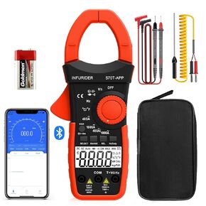 INFURIDER Wireless Clamp Meter, 1000A AC/DC Current Amp Clamp, TRMS 4000 Counts Auto Range Clamp on Ammeter, Bluetooth Clamp Multimeter Measures Voltage, Capacitance, Ohm, Hz and Temperature