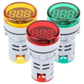 DROK AC 100A Current Meter, 3pcs AC 0-100A Current Monitor Digital Larger LED Screen Voltmeter Suitable for AC 110V 220V Green Red Yellow Signal Indicator Light Panel
