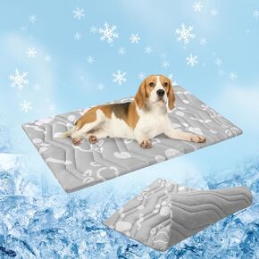 BEAUTYZOO Dog Cooling Mat for Large Dogs, 48"x28" Cooling Dog Bed Washable, Foldable Cat Ice Cool Pad for Summer, Reversible Pet Freeze Cushion Blanket for Kennel Cage Sofa Bed Floor Car Seat, Grey L in Kuwait