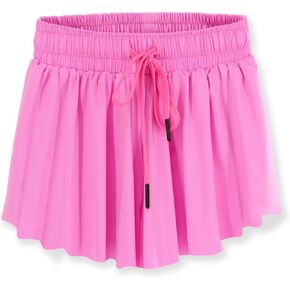 Girls Flowy Shorts Athletic Skirt for Little Girls 2 in 1 Butterfly Sports Skirts for Teen Girls