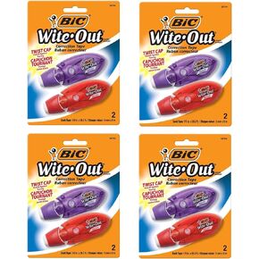 BIC Wite-Out Mini Twist Correction Tape, White, 2-Count (Pack of 4)