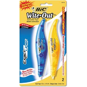 شريط تصحيح الخطوط الدقيق من العلامة التجارية Wite-Out من BIC، أبيض، عدد 2