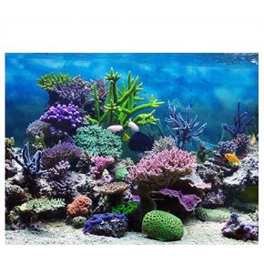 Aquarium Fish Tank Poster Underwater Marine Coral Background Poster Thicken PVC Adhesive Fish Tank Backdrop Static Cling(7646cm)