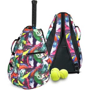 Womens Tennis Backpack - Taboo Fashions Ladies Tennis Bag Holds Two Racquets, Padded Straps and Side Carry Handle
