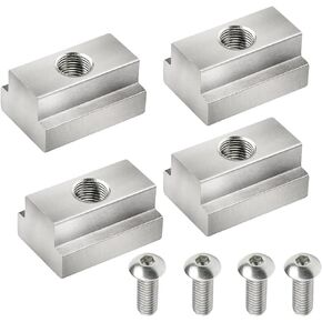 MOEBULB T Slot Nuts Compatible with Toyota Tunda Tacoma Pickup Truck Bed Deck Rails Cleats Rack Rail with Stainless Button Socket Cap Screw 8-Pack Silver