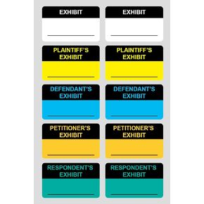 1x1.65 inch 500 PCS Exhibit Stickers Plaintiff's Exhibit Defendant's Exhibit Petitioner's Exhibit Respondent's Exhibit Legal Exhibit Labels