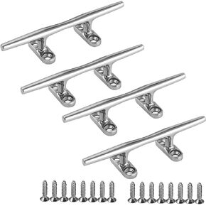 YUSOVE Boat Cleats 5 Inch 316 Stainless Steel Marine Cleat,Mooring Accessories,Boat Dock Deck Cleat,Pack of 4