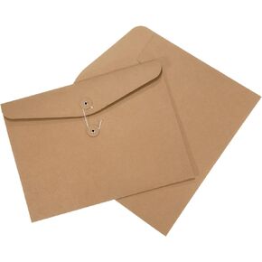 PATIKIL String Envelope File Folders 2 Pack A4 Size Document Letter Organizer Holder Filing Jacket for Office, Brown