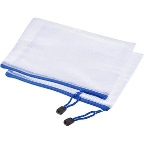 MECCANIXITY Mesh Zipper Bags, B6 Size File Document Pockets Bill Pouch Folders for Office Home Supply, White Pack of 3
