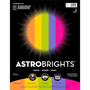 Astrobrights Color Paper, 8.5" x 11", 24 lb/89 gsm,"Joy" 5-Color Assortment, 500 Sheets (91414)