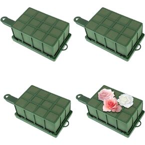 Takytao Floral Foam Cage with Square Flower Foam Blocks Holder,Green Floral Foam Blocks for Artificial Flowers Arrangements