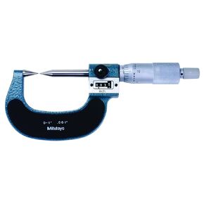 Mitutoyo 142-225 Point Micrometer, Mechanical Counter Model, Ratchet Stop, 0-1" Range, 0.001" Graduation, +/-0.00015" Accuracy