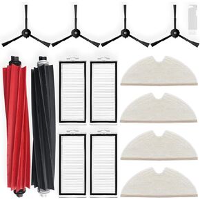VACKING Replacement Accessories Compatible with Roborock Q5 Pro, Q5 Pro+, Q8 Max, Q8 Max+ Robot Vacuum Cleaner Spare Parts, 2 Main Brushes, 4 Side Brushes, 4 Hepa Filters, 4 Mop Pads