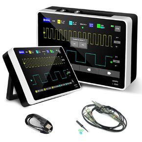 Oscilloscope Digital O-Scope, 2 Channels 100Mhz Bandwidth USB Oscilloscope 1GSa/s Sampling Rate, 240Kbit Memory Depth, 7" LCD Touchscreen, FFT Spectrum, Bench Scope Kit w/ 100X High Voltage Probe