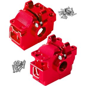 RcarmubWow RC Gearbox Upgrades Part for 1/10 Slash/Stampede/Rustler/Hoss 4WD VXL,XO-1,Aluminum Front Rear Transmission Case Gearbox,Differential Housings Hops Up,Replace #6880#6881,Titanium