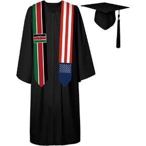 72 Inch Kenya Flag and USA Flag Graduation Sash Unisex Adults Graduation Stole Scarf International Class of 2024 (Not Include Baccalaureate Gown and Hat)