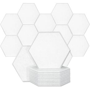 12 Pack Hexagon Acoustic Panels 11.8"X10.3"X0.35" Self-Adhesive High Density Sound Absorbing Panels Sound For Wall Panels In Home Office Reccording Room Studio（Silver Gray）