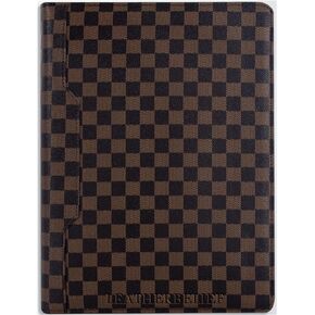 Classic Checkerboard Portfolio iPad pro 13 and Cell Phone Pockets 3 Ring Binder Padfolio Eco-Friendly Leather Portfolio Binder with Zipper Notepad Holder Resume Folder Business Organizer