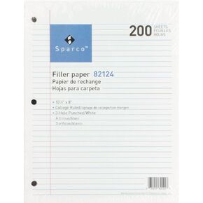 Sparco Products 82124 Filler Paper, College-Ruled, 16lb., 10-1/2-Inch x8-Inch , 200/PK, WE