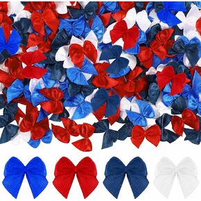 JUNEBRUSHS Multicolor Bows, 180Pcs Mini Satin Ribbon Bows Ribbon Small Tiny Bows for DIY Craft Sewing Scrapbooking