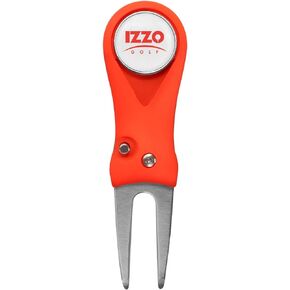 IZZO Golf Matte Plastic Foldable Golf Divot Repair Tool with Removable Magnetic Golf Ball Marker - Green