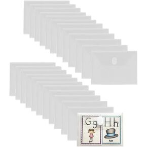 24pcs 4x6 Plastic Clear Envelopes Receipt Coupon Stickers Stamps Storage Case File Organizer Holder