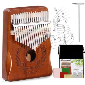 Beautmelo Kalimba 17 Keys Thumb Piano,Portable Mbira Solid Wood Finger Piano Gift for Kids Adult Beginners Music Lover, Musical Instrument Kits with Storage Bag,Music Book & Tune Hammer in Saudi Arabia