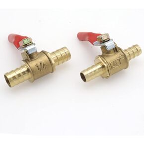 Joyangy 2pcs 5/16" Brass Water Shut Off Ball Valve, 5/16 Inch Water Turn Off Ball Valve, 8mm Hose ID Barb Ball Valve for Air, Water 8mm Tubing