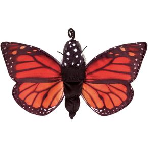 Folkmanis Monarch Life Cycle Reversible Hand Puppet Plush, 8", Red-Orange/Purple/Black