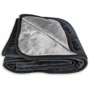 Waterproof, Super Soft, Leak Proof, Totally Pee Proof, EZ-Wash, Durable (60"x50", Black/Grey) Two-Color Reversable, 3 Layer Blanket, Adults, Pets, Dogs, Cats